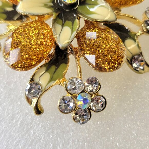 Golden Citrine Flower Spray Brooch Pin - Picture 4 of 9